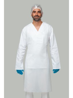 Delantal Desechable de Trabajo Blanco - Kiotechprotección