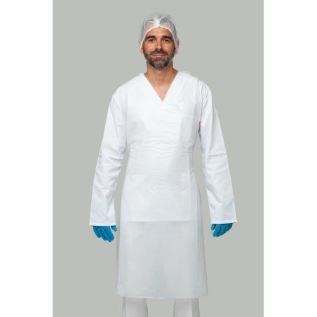 Delantal Desechable de Trabajo Blanco - Kiotechprotección